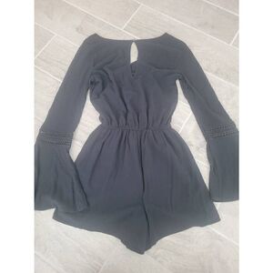 Hollister Long Sleeve Shorts Romper Jumpsuit‎ Black Size XS